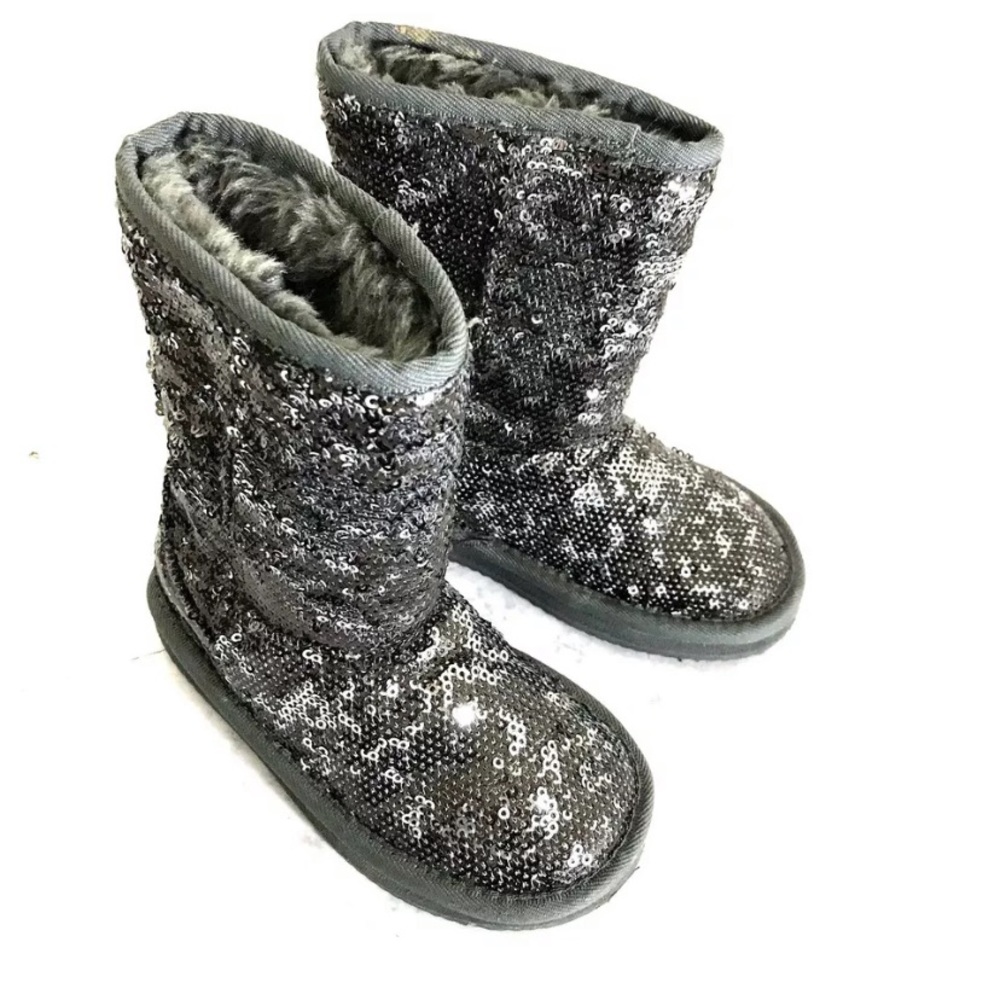 Stuart Weitzman Girls Lil Vera Sequin Fur Boots 7